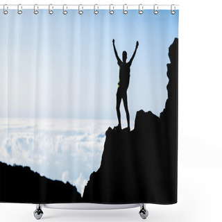 Personality  Success Man Silhouette, Backpacker In Mountains Shower Curtains