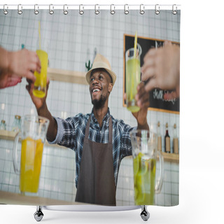 Personality  African American Bartender With Lemonades Shower Curtains