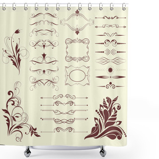 Personality  Set Of Decorative Elements Shower Curtains