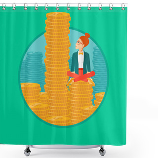 Personality  Business Woman Sitting On Gold. Shower Curtains