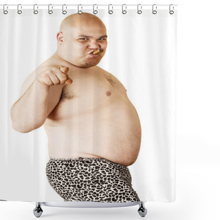 Personality  Sexy Smoking Fat Guy Shower Curtains