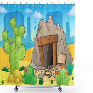 Personality  Desert With Old Mine Theme 1 Shower Curtains