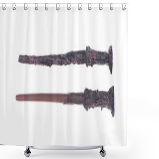 Personality  Wooden Magic Wand Isolated On White Background Shower Curtains