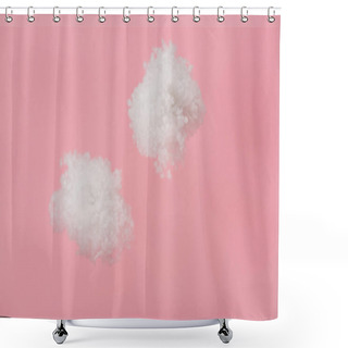 Personality  White Fluffy Clouds Made Of Cotton Wool Isolated On Pink Shower Curtains