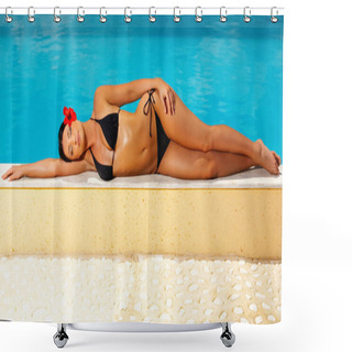 Personality  Bikini In Action Shower Curtains