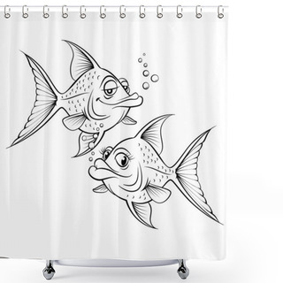 Personality  Two Drawing Cartoon Fish Shower Curtains