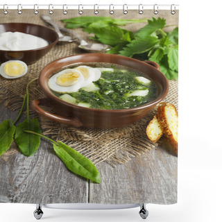 Personality  Soup Of Sorrel And Nettles With Eggs   Shower Curtains