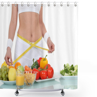 Personality  Woman Eating Healthy Food Shower Curtains