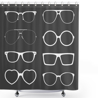 Personality  Vector Set Of White Sunglasses Frames  Shower Curtains