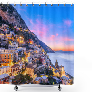 Personality  Positano, Italy Along The Amalfi Coast At Dusk. Shower Curtains