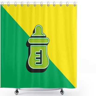 Personality  Baby Bottle Green And Yellow Modern 3d Vector Icon Logo Shower Curtains