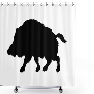 Personality  Silhouette Of The Wild Boar Shower Curtains