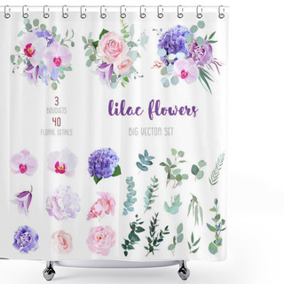 Personality  Flowers And Mix Of Greenery Big Vector Collection Shower Curtains