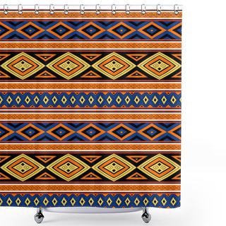 Personality  Tribal Pattern Seamless Vector. Bright Ethnic Peruvian Pattern Design With Quechua Traditional Elements. Shower Curtains