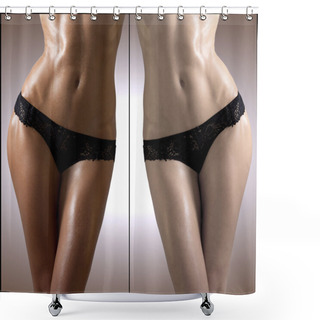 Personality  Slim Tanned Woman's Body. Shower Curtains