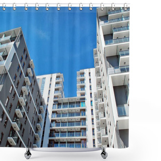 Personality  Modern Apartment Building Exterior Shower Curtains