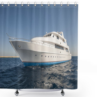 Personality  Luxury Motor Yacht At Sea Shower Curtains