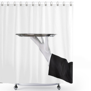 Personality  Waiter Holding Empty Tray  Shower Curtains