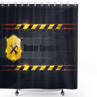 Personality  Under Construction Metallic Background Vector Design Shower Curtains