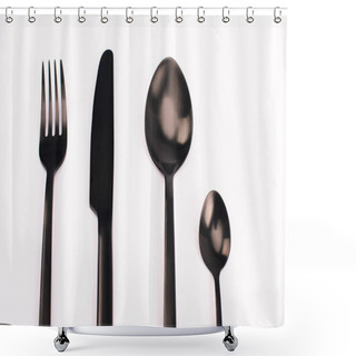 Personality  Top View Of Knife, Fork And Spoons Isolated On White  Shower Curtains