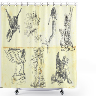 Personality  Collection Of Mythical Characters Shower Curtains