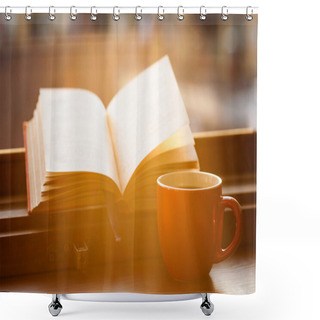 Personality  Books And A Coffee Cup Shower Curtains