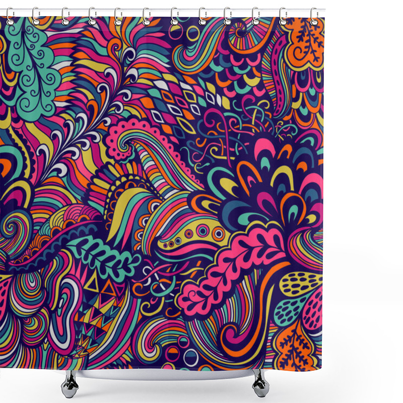 Personality  Vector seamless texture with abstract flowers. Endless backgroun shower curtains
