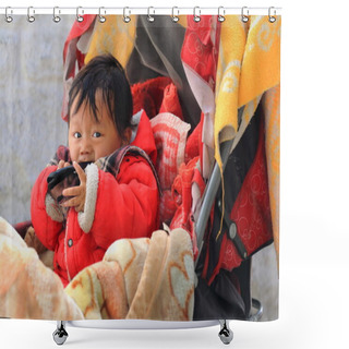 Personality  Babyboy On The Street Around Tashilhunpo Monastery. Shigatse-Tibet. 1735 Shower Curtains