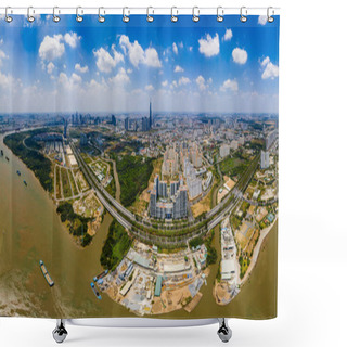 Personality  Aerial Panorama Photo Of Ho Chi Minh City In Morning Shower Curtains