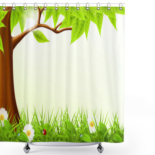 Personality  Green Tree Frame, 10eps Shower Curtains