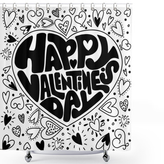 Personality  Happy Valentines Day Card, Typography, Background With Hearts Shower Curtains