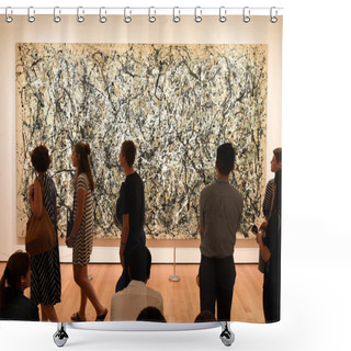 Personality  New York, USA - May 25, 2018: A Visitors Looks At The Jackson Pollock Painting In Museum Of Modern Art In New York City. Shower Curtains
