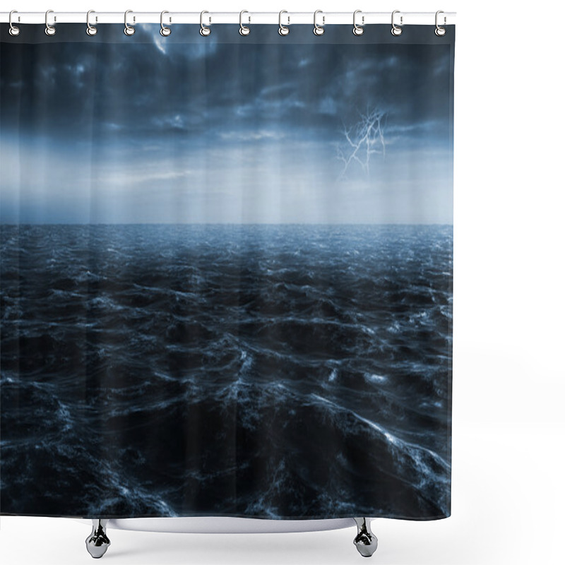 Personality  Composite Image Of Rough Blue Ocean Shower Curtains