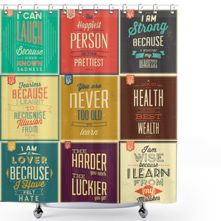 Personality  Vintage Typographic Backgrounds Shower Curtains