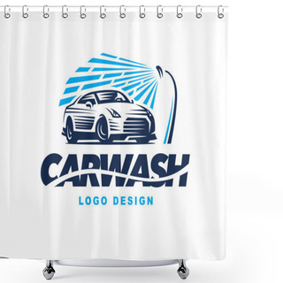 Personality  Logo Car Wash On Light Background. Shower Curtains