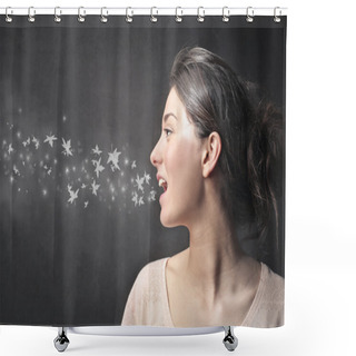 Personality  Woman Talking Shower Curtains