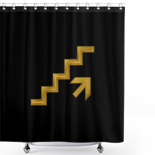 Personality  Ascending Stairs Signal Gold Plated Metalic Icon Or Logo Vector Shower Curtains