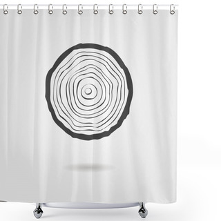 Personality  Black Tree Rings Icon With Shadow Shower Curtains