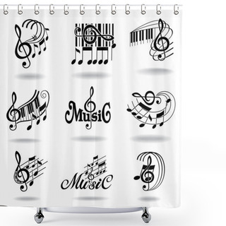 Personality  Music Notes. Set Of Music Design Elements Or Icons. Shower Curtains