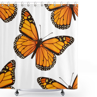 Personality  Seamless Pattern With Monarch Butterflies Shower Curtains