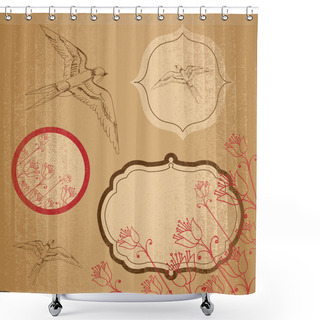 Personality  Vector Set Of Vintage Frames Shower Curtains