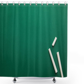 Personality  Top View Of White Chalks On Green Blackboard Shower Curtains