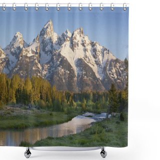 Personality  Grand Teton Mountains With Stream In Morning Light Shower Curtains