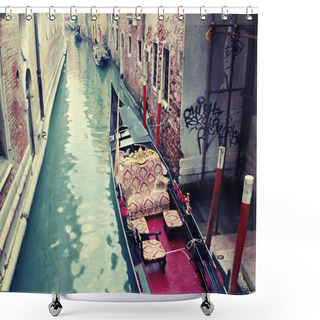 Personality  Typical Gondola At Narrow Venetian Canal, Venice, Italy.  Shower Curtains