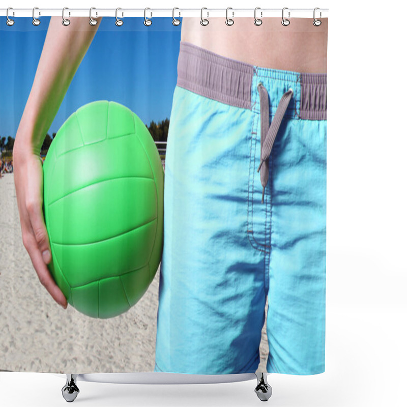 Personality  Volleyball Player With Ball At The Beach Shower Curtains