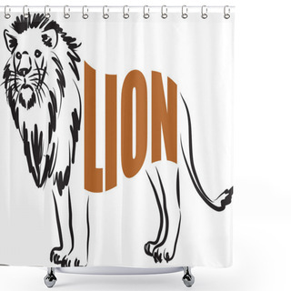 Personality   LION Lettering Illustration Text Shower Curtains