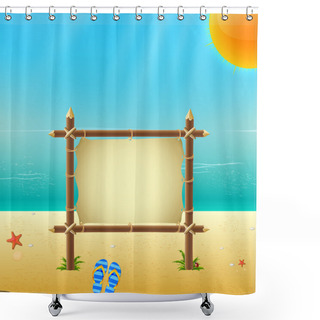 Personality  Wood Sign On The Beach Shower Curtains