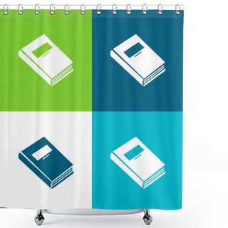 Personality  Book Flat Four Color Minimal Icon Set Shower Curtains