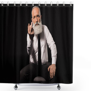 Personality  Man Showing Middle Finger Shower Curtains