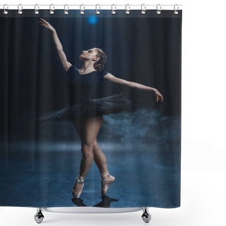 Personality  Ballerina In Black Tutu Shower Curtains